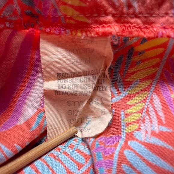 Vintage 70s Tropical Floral Wrap Skirt / Size XS 22"w / Rayon / Retro / Hawaii - Picture 7 of 7